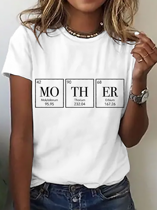 Lässig Textbriefe Rundhals Kurzarm T-Shirt