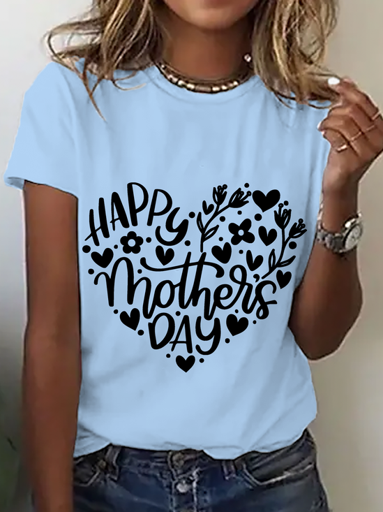 Lässig Textbriefe Rundhals Kurzarm T-Shirt