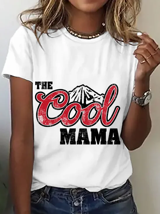 Lässig Textbriefe Rundhals Kurzarm T-Shirt