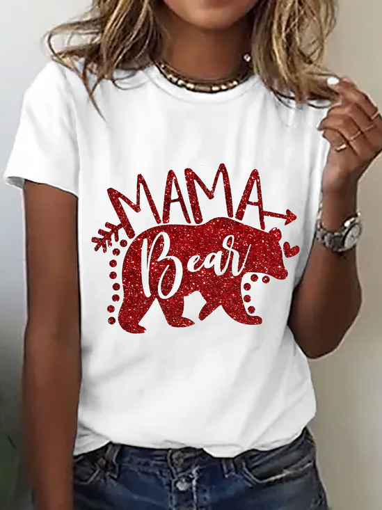 Lässig Textbriefe Rundhals Kurzarm T-Shirt