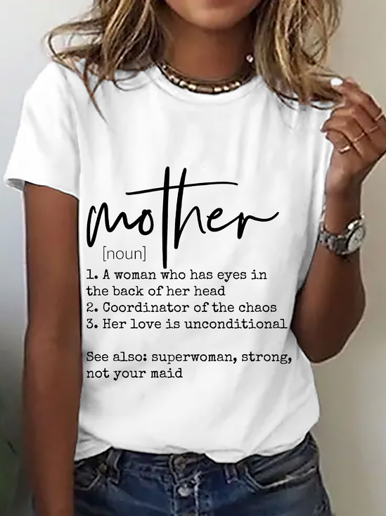 Lässig Textbriefe Rundhals Kurzarm T-Shirt