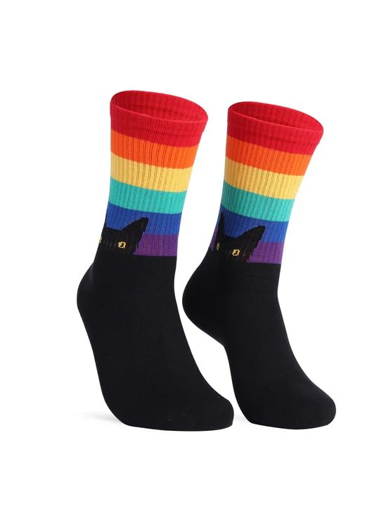 Katze und Hund Regenbogen Tube Baumwolle Socken