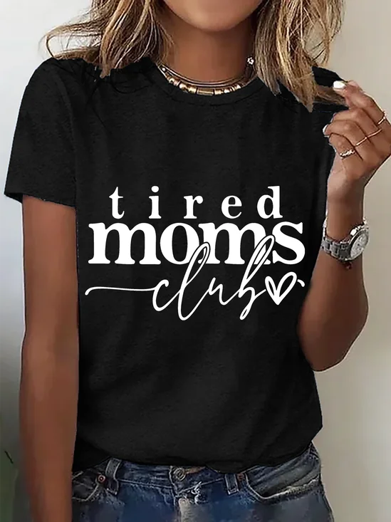 Lässig Textbriefe Rundhals Kurzarm T-Shirt