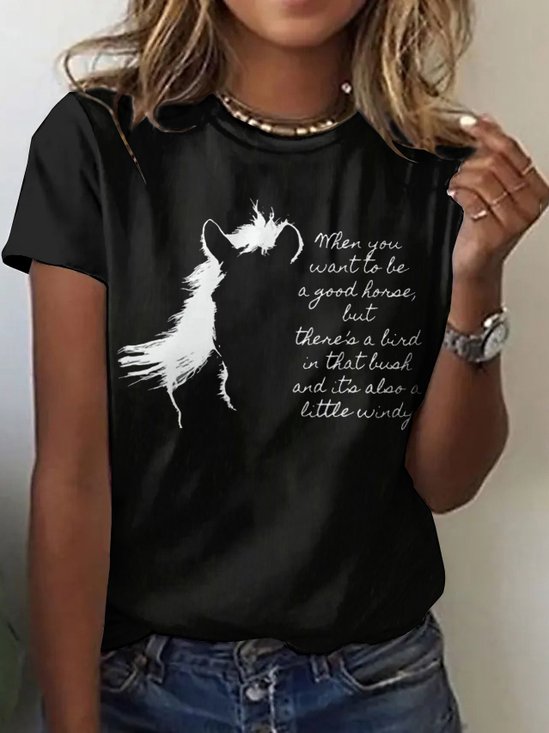 Lässig Tier Rundhals Kurzarm T-Shirt