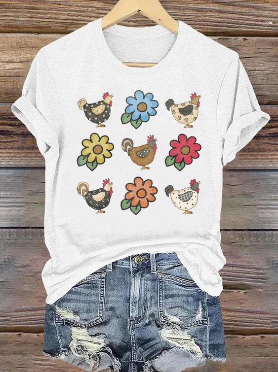 Lässig Tier Rundhals Kurzarm T-Shirt