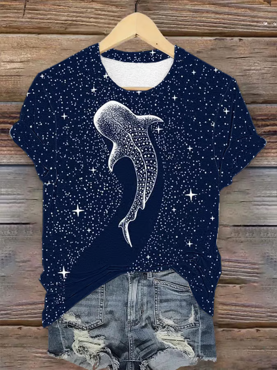 Lässig Sternenklarer Himmel Rundhals Kurzarm T-Shirt