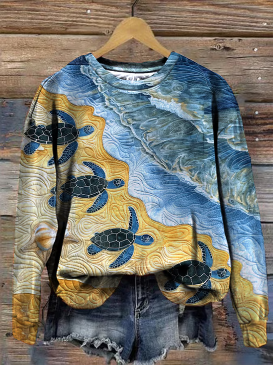 Lässig Rundhals Tier Sweatshirt