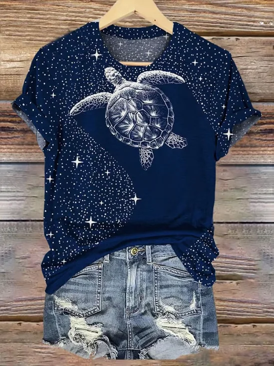 Lässig Sternenklarer Himmel Rundhals Kurzarm T-Shirt