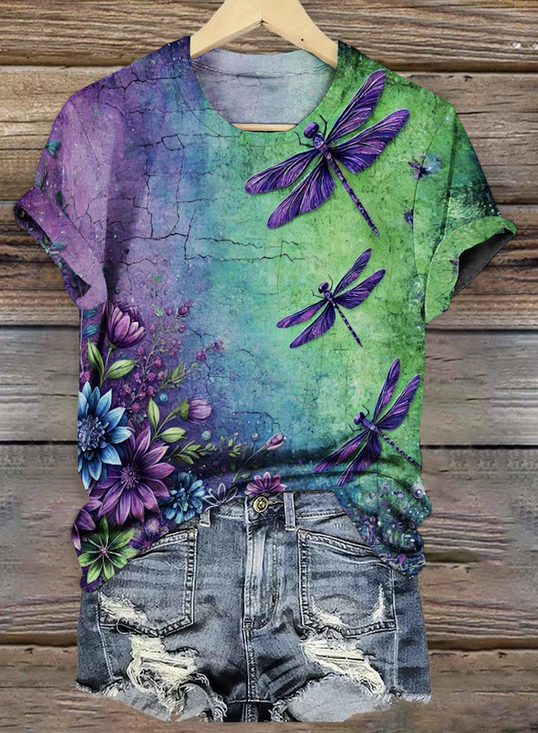Lässig Tier Rundhals Kurzarm T-Shirt