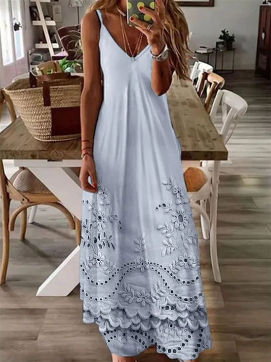 Damen Verlaufsmuster V-Ausschnitt Gallus Bequem Retro Maxikleid
