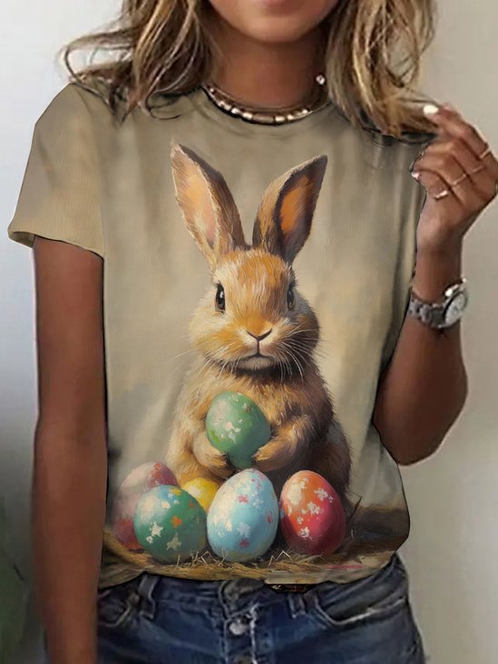 Lässig Tier Rundhals Kurzarm T-Shirt