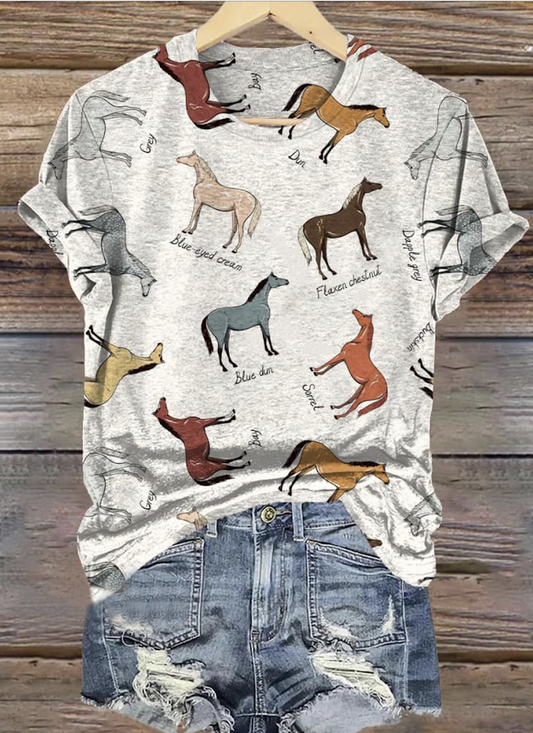 Lässig Tier Rundhals Kurzarm T-Shirt