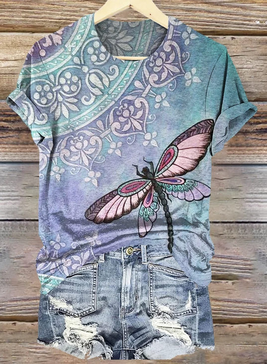 Lässig Tier Rundhals Kurzarm T-Shirt