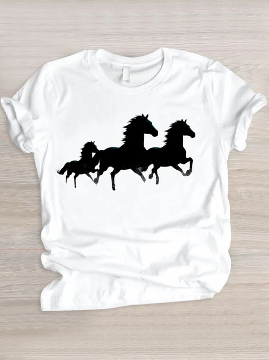 Lässig Tier Rundhals Kurzarm T-Shirt