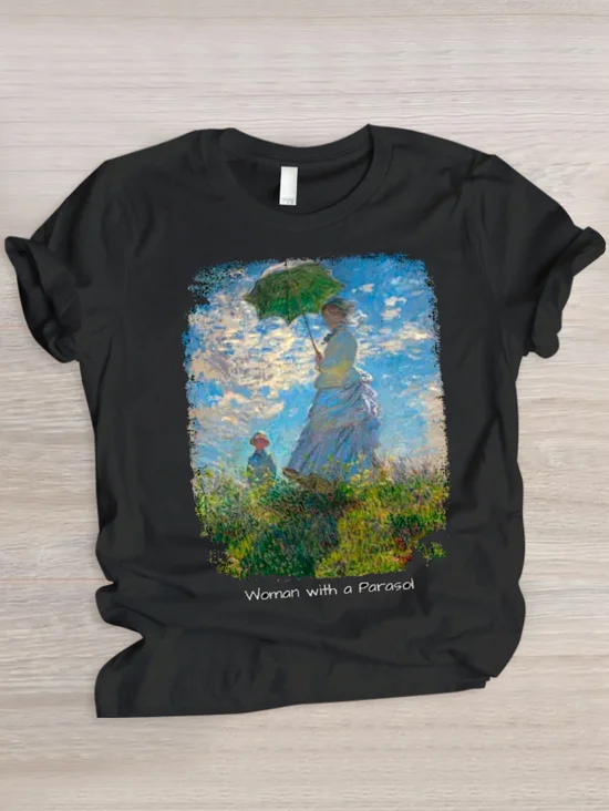 Lässig Malerei Rundhals Kurzarm T-Shirt