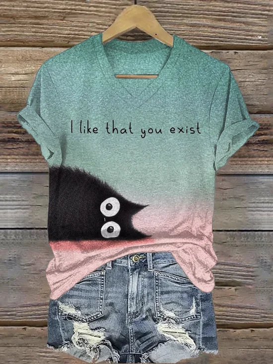 Lässig Tier Rundhals Kurzarm T-Shirt