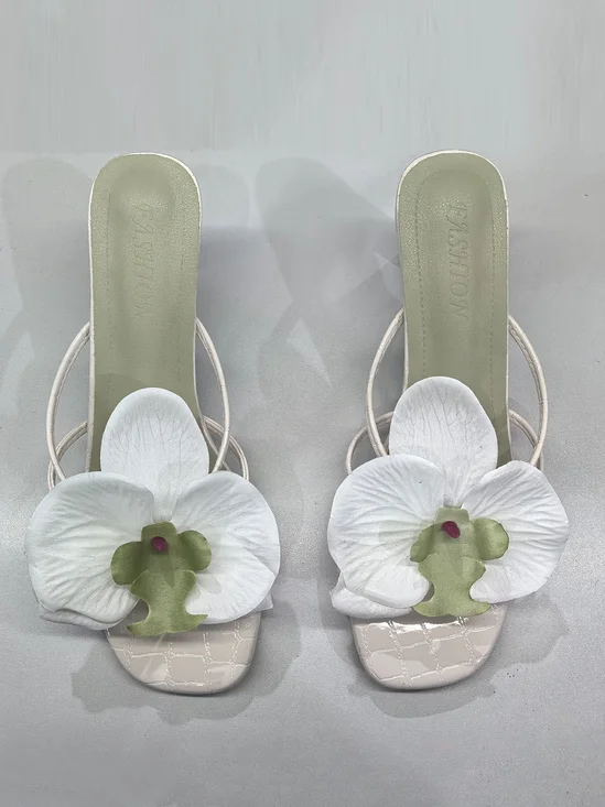 Elegant Unifarben Slip On Blockabsatz Stilett Pantolette