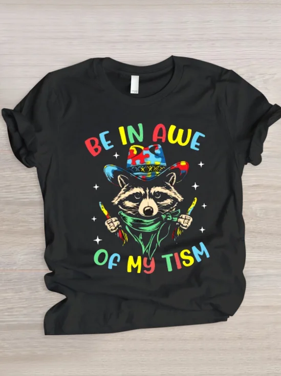 Lässig Tier Rundhals Kurzarm T-Shirt