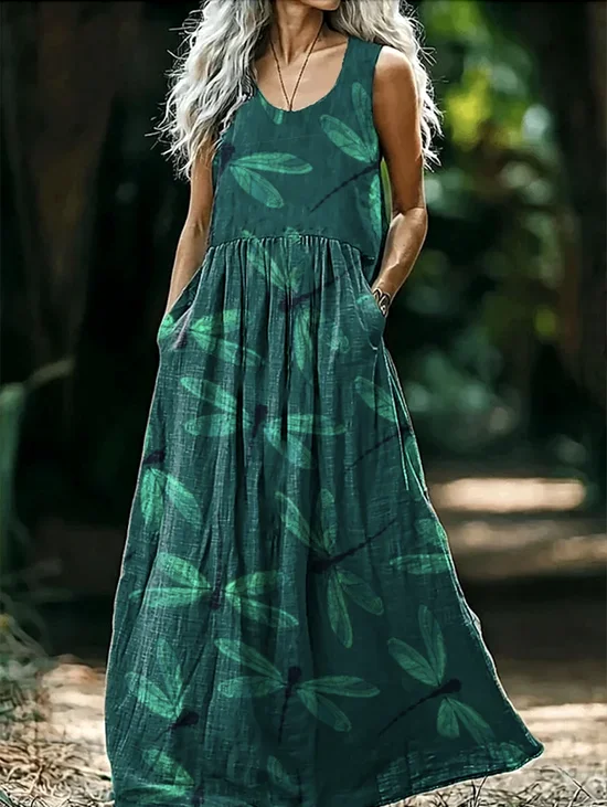 Damen Tier V-Ausschnitt Kurzarm Bequem Lässig Maxikleid