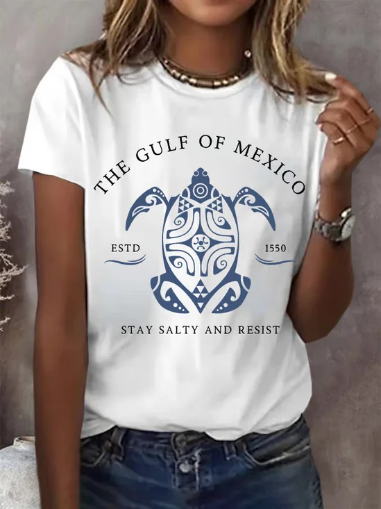 Lässig Textbriefe Rundhals Kurzarm T-Shirt