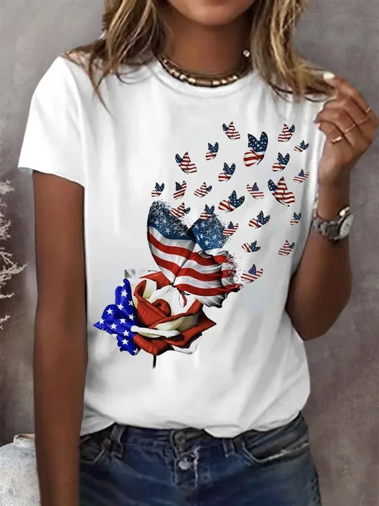 Lässig Tag der Unabhängigkeit (Flagge) Rundhals Kurzarm T-Shirt