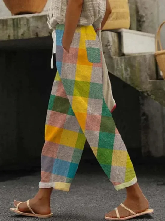 Lässig Farbblock Lang Hose