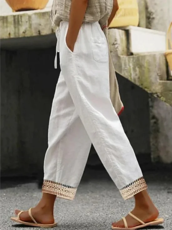 Lässig Unifarben Lang Hose