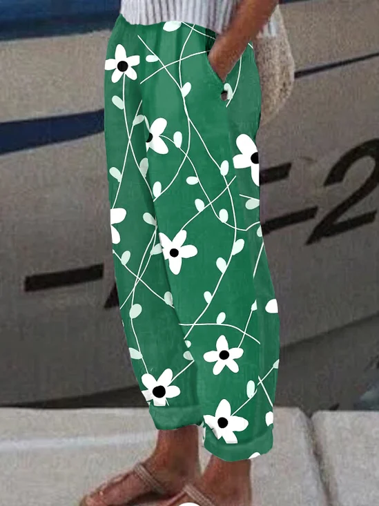 Lässig Geblümt Lang Hose
