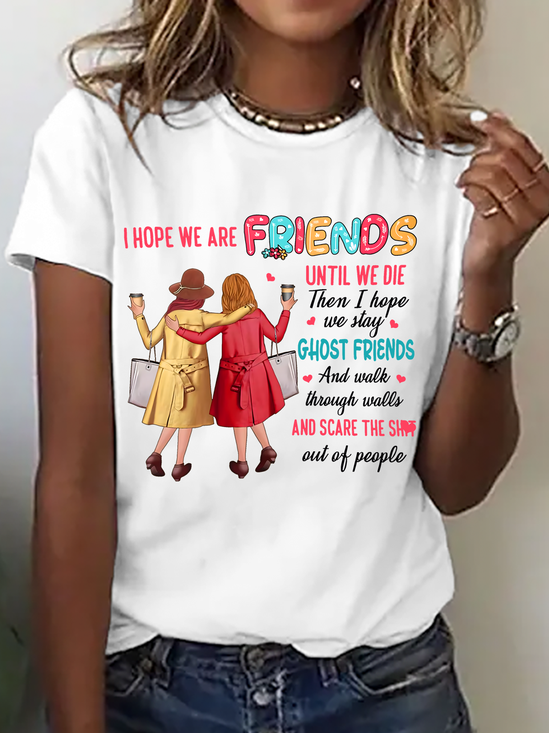 Lässig Textbriefe Rundhals Kurzarm T-Shirt