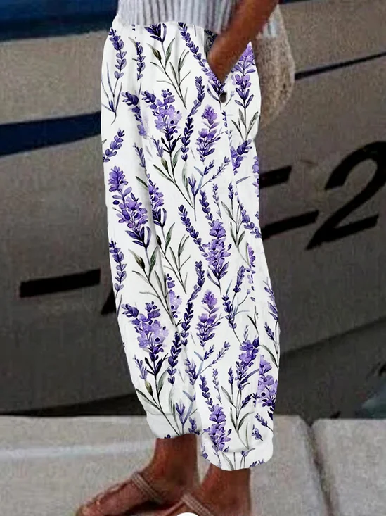 Lässig Geblümt Lang Hose