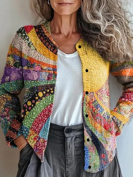 Damen Gestrickt 3d Drucken Langarm Bequem Lässig Strickjacke