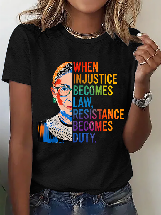 Lässig Textbriefe Rundhals Kurzarm T-Shirt