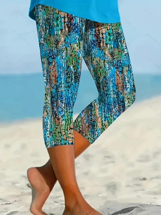 Retro Abstrakt Caprihosen Leggings