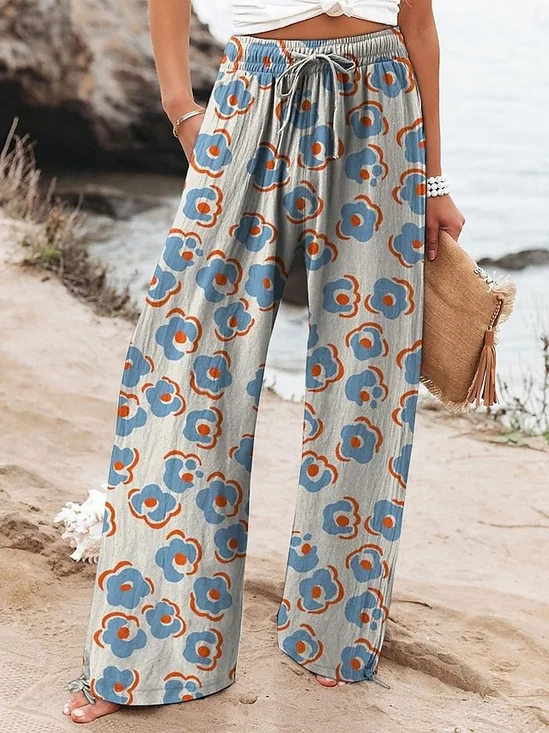 Lässig Geblümt Lang Print Hose