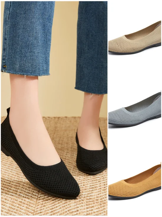 Sommer Unifarben Spitz Flach Schuhe für Damen, Lässig und Atmungsaktiv, ladies' Hohl Textil Schuhe, Französisch Stil, NEIN-ermüdend Schuhe
