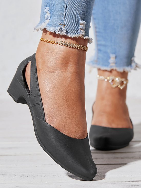 Lässig Unifarben Slip On Blockabsatz Keilsandalette