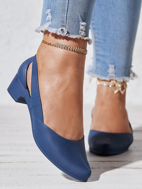 Lässig Unifarben Slip On Blockabsatz Keilsandalette