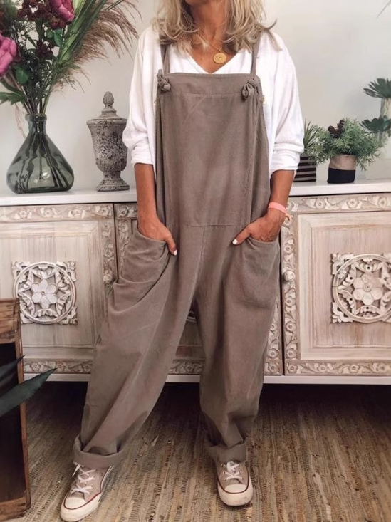 Damen Ärmellos Karree-Ausschnitt Regelmäßige Passform Lang Täglich Lässig Unifarben Normal Cami Jumpsuit