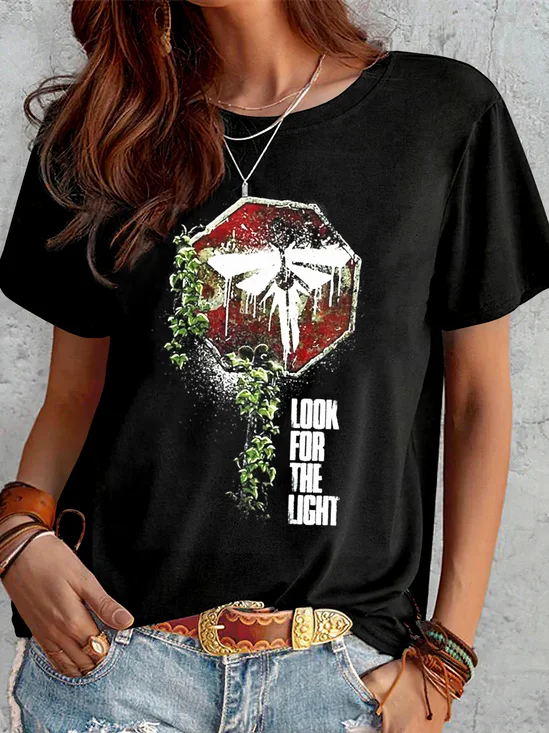 Retro Tier Rundhals Kurzarm T-Shirt