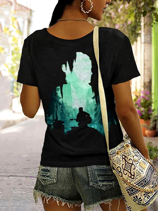 Retro Tier Rundhals Kurzarm T-Shirt