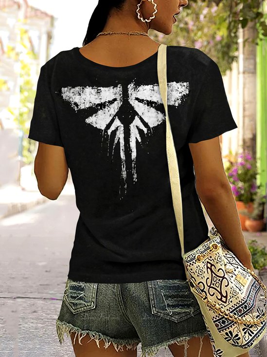 Retro Tier Rundhals Kurzarm T-Shirt