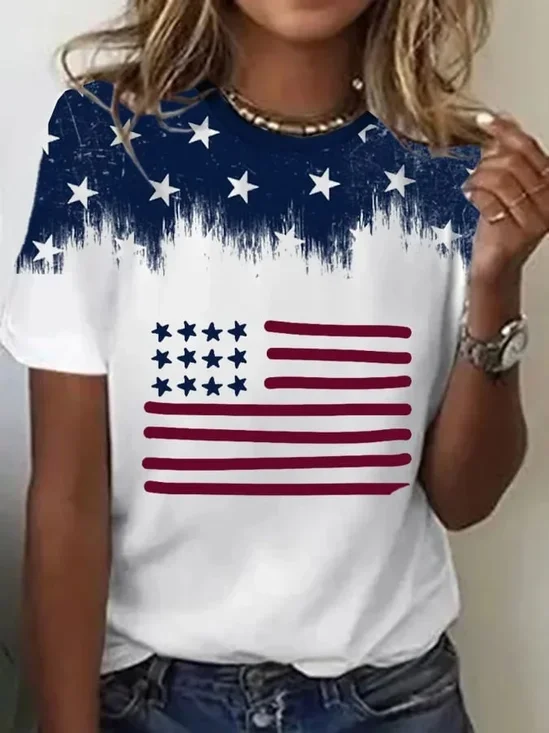 Lässig Tag der Unabhängigkeit (Flagge) Rundhals Kurzarm T-Shirt
