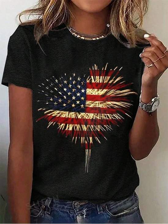 Lässig Tag der Unabhängigkeit (Flagge) Rundhals Kurzarm T-Shirt