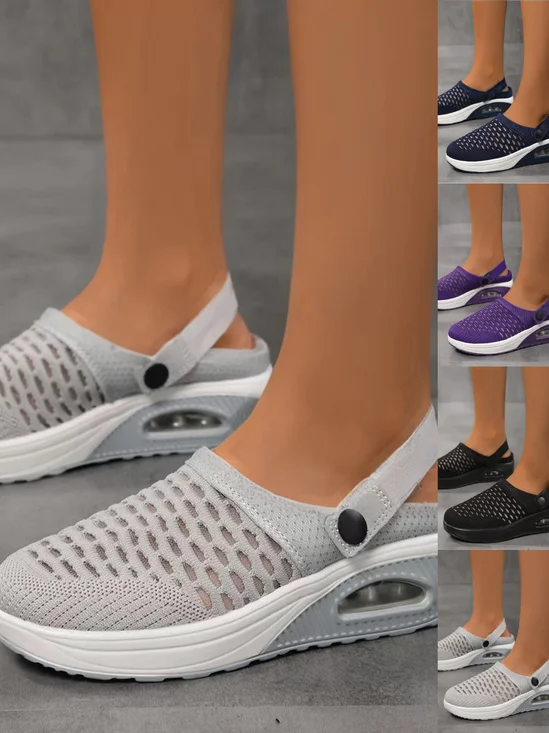 Retro Unifarben Atmungsaktiv Nach der Schnürung Blockabsatz Zurück leere Schuhe Nahtverarbeitung