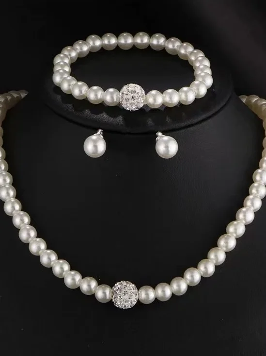 Kreativ Schmuck Nachgemachte Perle Halskette Armband Ohrringe Set drei Stücke