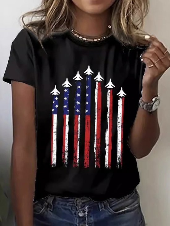 Lässig Tag der Unabhängigkeit (Flagge) Rundhals Kurzarm T-Shirt