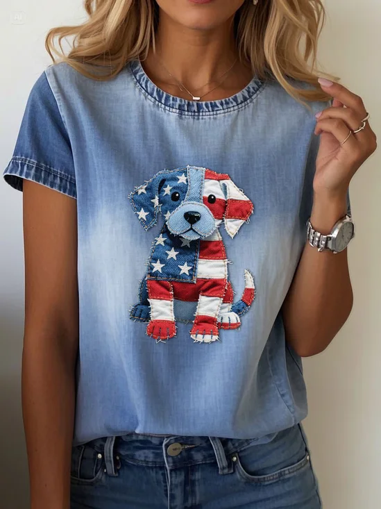 Lässig Hund Rundhals Kurzarm T-Shirt