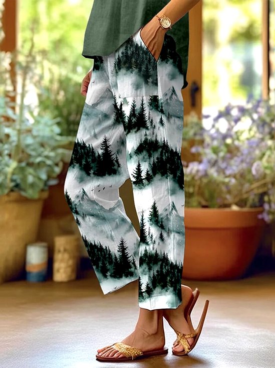 Damen Geblümt Lang Hose Lässig Frühling/Herbst Hose