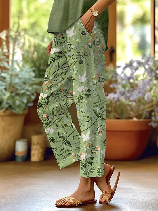 Damen Geblümt Lang Hose Lässig Frühling/Herbst Hose