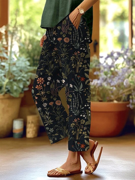 Damen Geblümt Lang Hose Lässig Frühling/Herbst Hose
